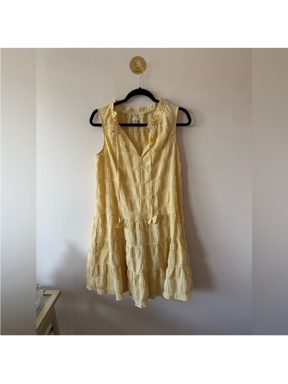 Max Studio Yellow Gingham Sleeveless Mini Dress